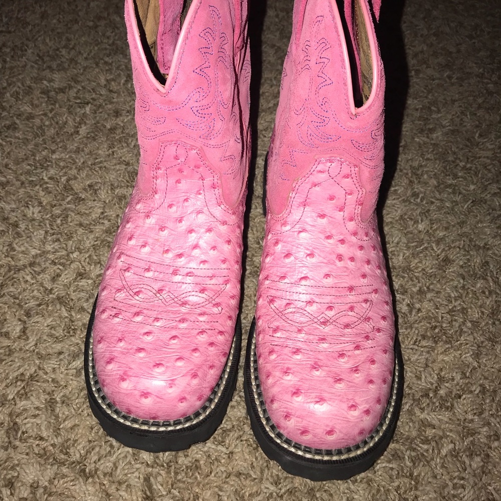 ARIAT FATBABY PINK OSTRICH BOOTS